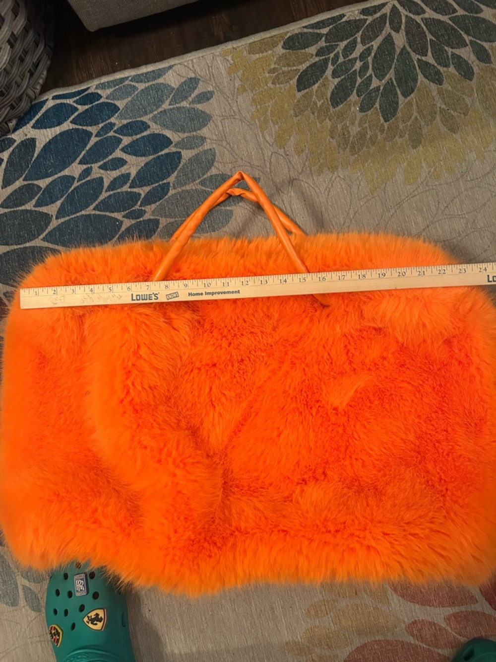 Orange Faux Fur Tote Bag - Women Bags Totes - Picture 3 of 3